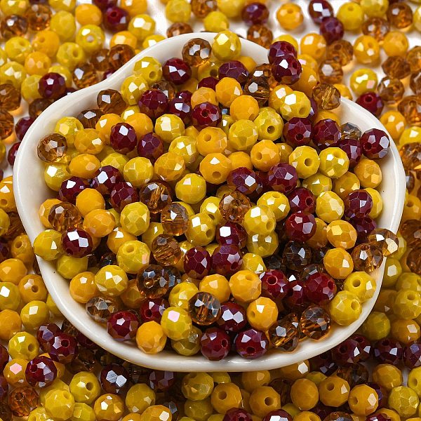 

PandaHall Glass Beads, Faceted, Rondelle, Goldenrod, 6x5mm, Hole: 1mm, about 2360pcs/500g Glass Rondelle Gold