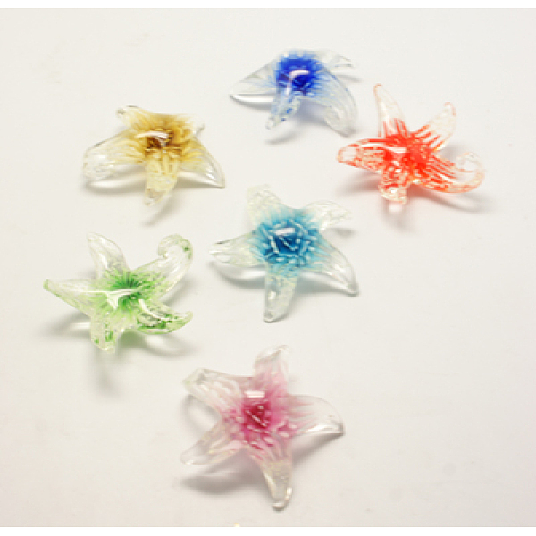 

PandaHall Handmade Lampwork Pendants, Star, Mixed Color, 50x47x15mm Lampwork Star Multicolor