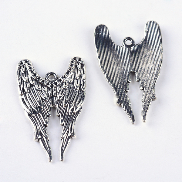 

PandaHall Tibetan Style Alloy Pendants, Wing, Cadmium Free & Lead Free, Antique Silver, 39x24x2mm, Hole: 1.5mm, about 240pcs/1000g Alloy...