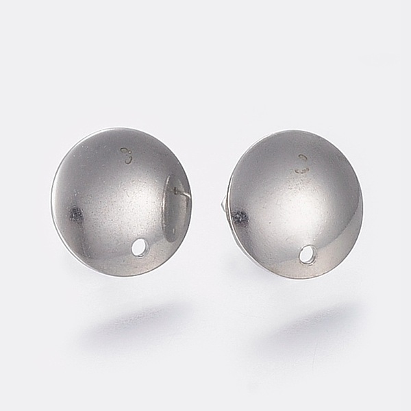 

PandaHall 304 Stainless Steel Stud Earring Findings, with Loop, Flat Round, Stainless Steel Color, 13x2mm, Hole: 1.5mm, Pin: 0.8mm 304...