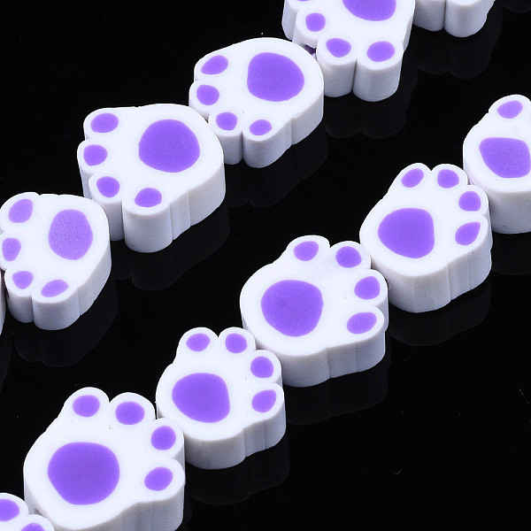 

PandaHall Handmade Polymer Clay Bead Strands, Paw Print, Medium Purple, 6.5~11x9~11.5x4~5mm, Hole: 1.6mm, about 39pcs/strand, 14.37...