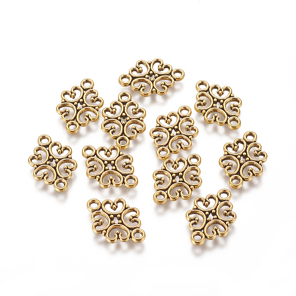 

PandaHall Tibetan Style Alloy Flower Links connectors, Cadmium Free & Lead Free , Antique Golden, 13x19.5x1mm, Hole: 2mm Alloy Flower