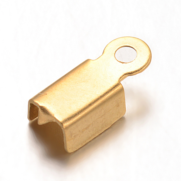 

PandaHall Ion Plating(IP) 304 Stainless Steel Folding Crimp Ends, Fold Over Crimp Cord Ends, Golden, 10x4x3mm, Hole: 1mm, Inner Diameter...