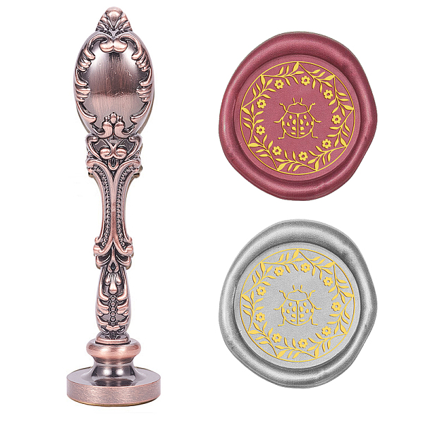 PandaHall DIY Scrapbook, Brass Wax Seal Stamp Head, Insect Pattern, 25x14mm Alloy Insects