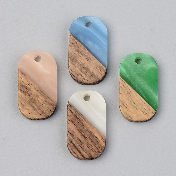 

PandaHall Opaque Resin & Walnut Wood Pendants, Oval, Mixed Color, 20.5x11.5x3mm, Hole: 2mm Resin+Wood Oval Multicolor