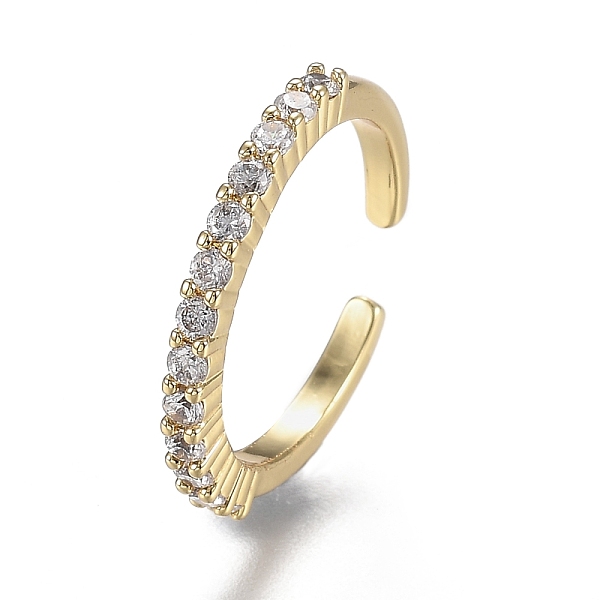 

PandaHall Adjustable Brass Micro Pave Clear Cubic Zirconia Cuff Rings, Open Rings, Long-Lasting Plated, Real 18K Gold Plated, US Size 6...