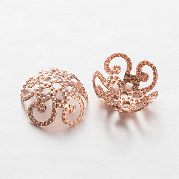 

PandaHall Brass Bead Caps, 5-Petal, Rose Gold, 10x4mm, Hole: 1mm Brass
