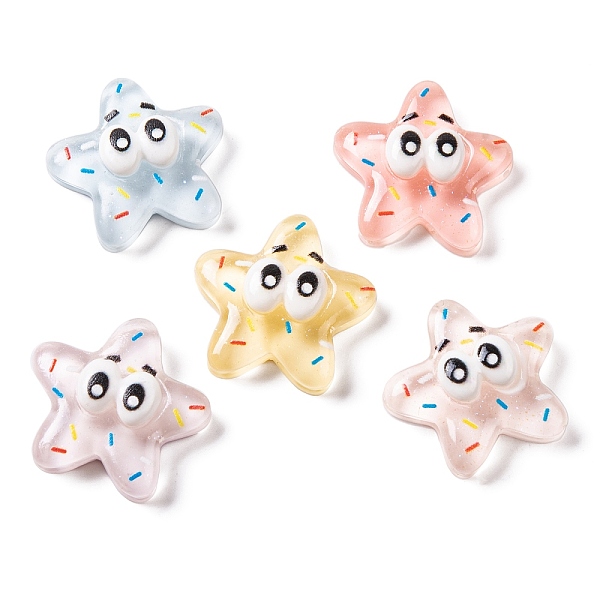 

PandaHall Resin Cabochon, Funny Big Eye Star, Mixed Color, 20.5x21.5x6.5mm Resin Star Multicolor