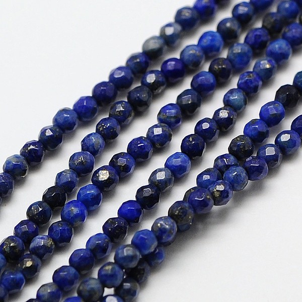 

PandaHall Natural Lapis Lazuli Bead Strands, Faceted Round, 3mm, Hole: 0.8mm, about 112pcs/strand, 15 inch Lapis Lazuli Round