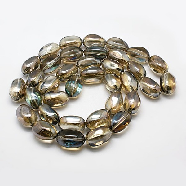 

PandaHall Full Rainbow Plated Crystal Glass Oval Beads Strands, Camel, 21x13mm, Hole: 1mm Glass Oval Brown