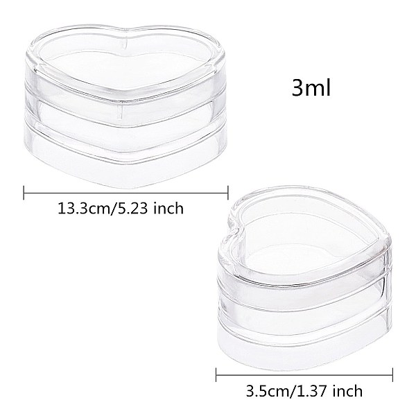 

PandaHall BENECREAT 10 Pack 3ml Mini Heart Plastic Bead Storage Clear Stackable Plastic Jars with lid for Sequins, Tiny Bead, Jewelry...
