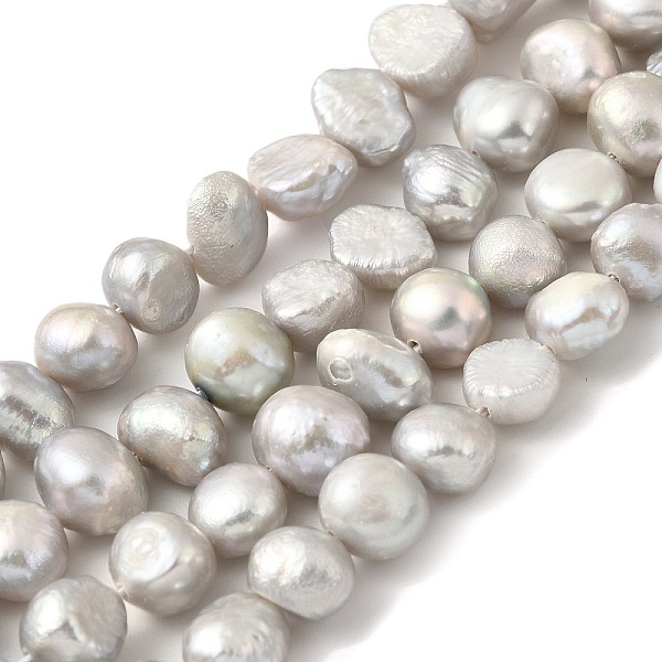 

PandaHall Dyed Natural Cultured Freshwater Pearl Beads Strands, Two Sides Polished, Light Grey, 8~9mm, Hole: 0.5mm, about 23pcs/strand...