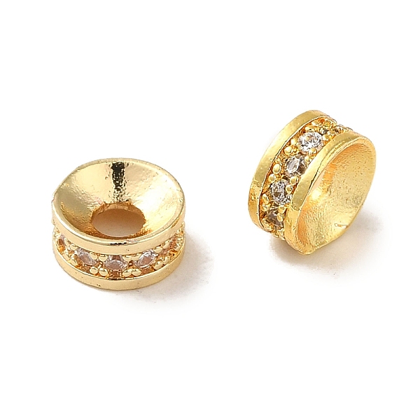 

PandaHall Rack Plating Brass Pave Clear Cubic Zirconia Spacer Beads, Flat Round, Long-Lasting Plated, Cadmium Free & Lead Free, Golden...