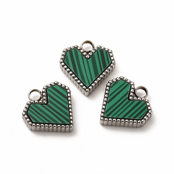

PandaHall Synthetic Malachite Dyed Heart Charms, with 304 Stainless Steel Findings, Stainless Steel Color, 12x11x3mm, Hole: 2mm Malachite..., Green