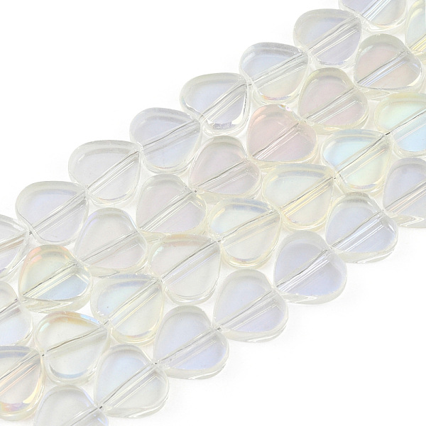 

PandaHall Transparent Electroplate Glass Beads Strands, Half Plated, Heart, Beige, 9.5x10.5x3mm, Hole: 0.8mm, about 60pcs/strand, 21.65 inch..., Yellow