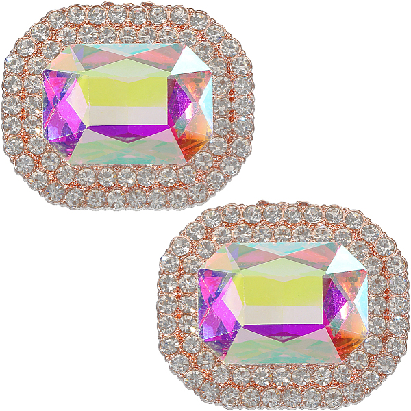

PandaHall Gorgecraft 2Pcs Alloy Shoe Shoe Clips, Rhinestone Shoe Decoration, Rectangle, Clear AB, 31x38x11mm Alloy+Rhinestone Rectangle..., White