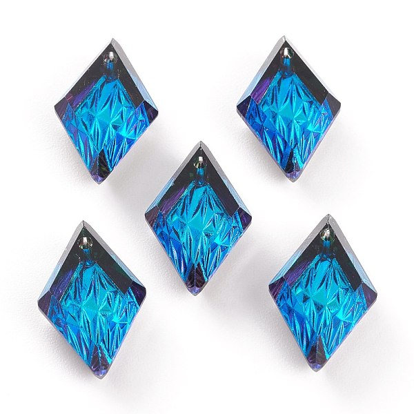 

PandaHall Embossed Glass Rhinestone Pendants, Rhombus, Faceted, Bermuda Blue, 19x12x6mm, Hole: 1.5mm Glass Rhombus Blue