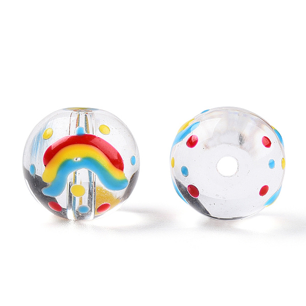 

PandaHall Transparent Handmade Lampwork Beads, Round with Rainbow Pattern, Colorful, 17x16x15mm, Hole: 1.8~2mm Lampwork Round