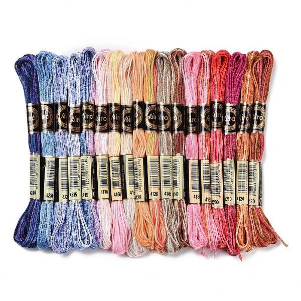 

PandaHall 18 Skeins 18 Colors 6-Ply Polyester Embroidery Floss, Cross Stitch Threads, Segment Dyed Gradient Color, Mixed Color, 0.5mm, about..., Multicolor