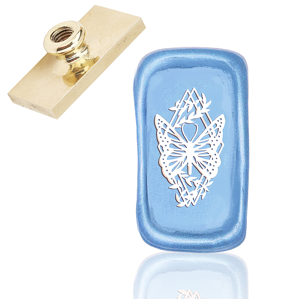 

PandaHall Wax Seal Brass Stamp Head, for Wax Seal Stamp, Rectangle, Butterfly Pattern, 4.5x2.3x1.45cm Brass Butterfly