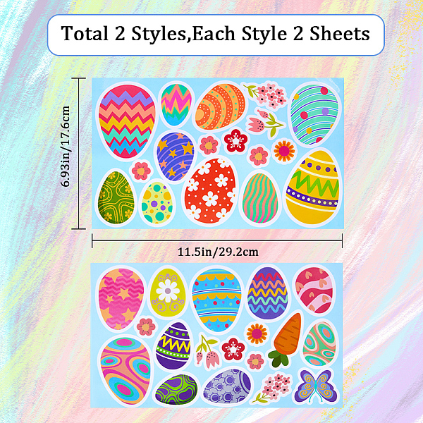 

PandaHall Colorful PVC Easter Egg Window Decorative Stickers, Waterproof Easter Decals for Window, Wall Decoration, Colorful, 292x176x0.3mm...
