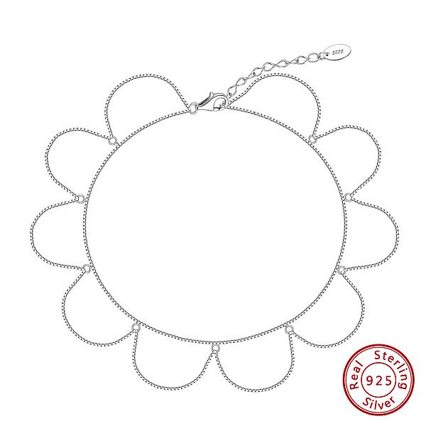 

PandaHall 925 Sterling Silver Anklet, Flower, Real Platinum Plated, 8-1/2 inch(21.6cm) Sterling Silver Flower
