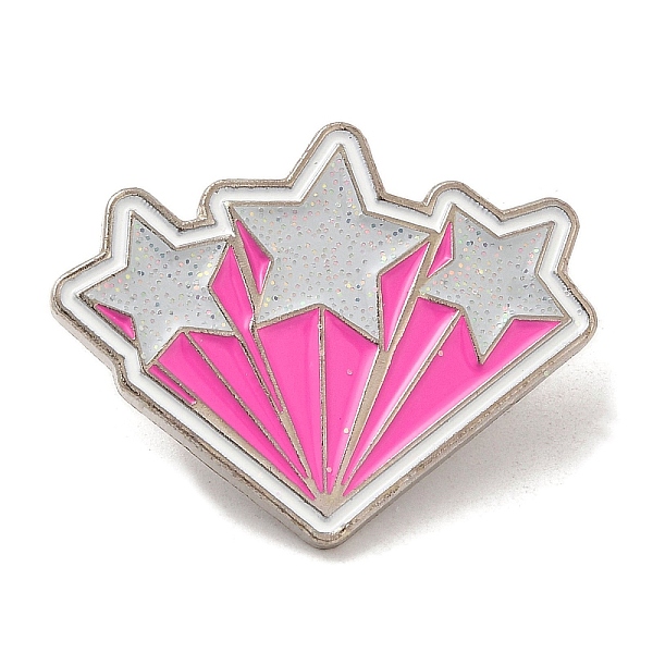 PandaHall Pink Series Enamel Pins, Platinum Tone Alloy Brooches for Clothes Backpack Women, Star, 25x31x1.5mm Alloy+Enamel Star