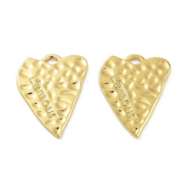

PandaHall 304 Stainless Steel Pendants, Textured, Heart with Word Lamour Charm, Real 18K Gold Plated, 27.5x22x1.5mm, Hole: 3x2mm 304...