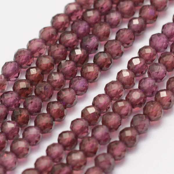 

PandaHall Natural Garnet Beads Strands, Faceted, Round, 2mm, Hole: 0.5mm, about 178pcs/strand, 15.3 inch(39cm) Garnet Round Pink