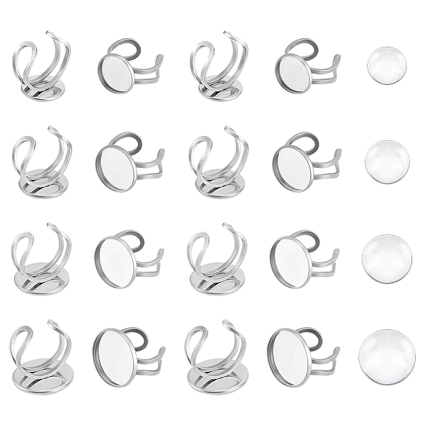 

PandaHall Unicraftale DIY Blank Dome Open Ring Making Kit, Including 304 Stainless Steel Cuff Ring Settings, Glass Cabochons, Stainless...