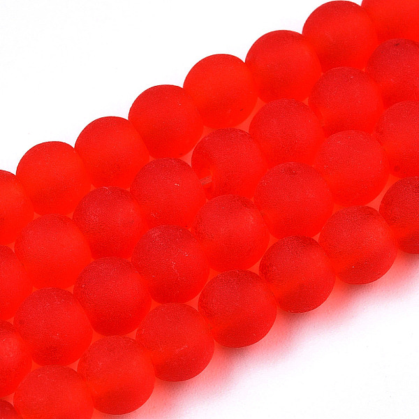 

PandaHall Transparent Glass Beads Strands, Frosted, Round, Red, 6~6.5mm, Hole: 1.4mm, about 67~70pcs/strand, 14.76 inch~15.16 inch...