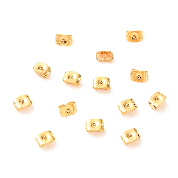 

PandaHall Brass Friction Ear Nuts, Long-Lasting Plated, Real 18K Gold Plated, 4.5x6x3mm, Hole: 0.9mm Brass