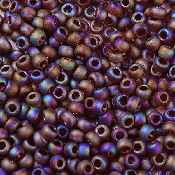 

PandaHall TOHO Round Seed Beads, Japanese Seed Beads, (177F) Transparent AB Frost Smoky Topaz, 8/0, 3mm, Hole: 1mm, about 222pcs/bottle..., Brown