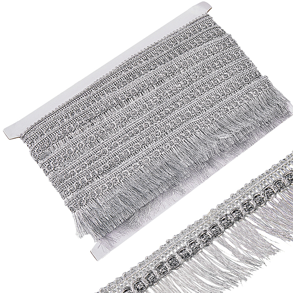 

PandaHall GORGECRAFT 15Yds Silver Fringe Tassel Trim Metallic Lace Trim Ribbon with Tassel 1-1/4 inch(32mm) Wide Glitter Braided Edging...