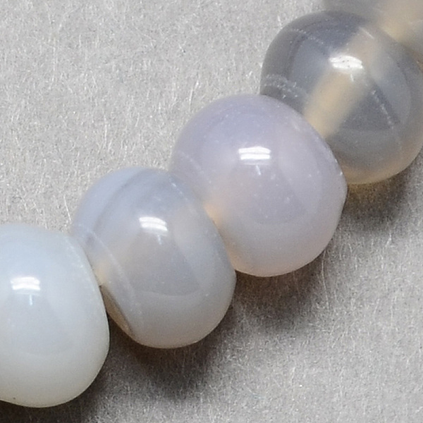 

PandaHall Natural Grey Agate Stone Beads Strands, Rondelle, Light Grey, 8x5mm, Hole: 1mm, about 60~65pcs/strand, 15.7 inch Grey Agate..., Gray
