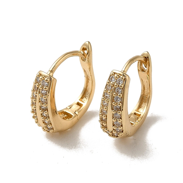 

PandaHall Brass Micro Pave Cubic Zirconia Hoop Earring, Light Gold, 16x5.5mm Brass