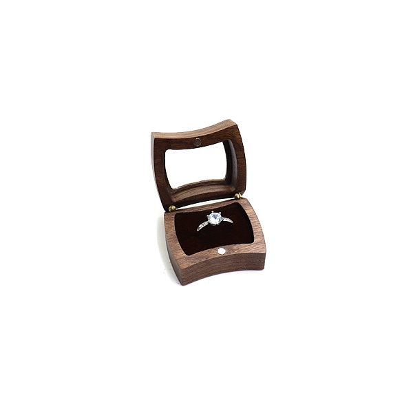 

PandaHall Wooden Ring Boxes, with Magnetic Clasp and Clear Window, Rectangle, Coconut Brown, 5x4.5cm Wood Rectangle