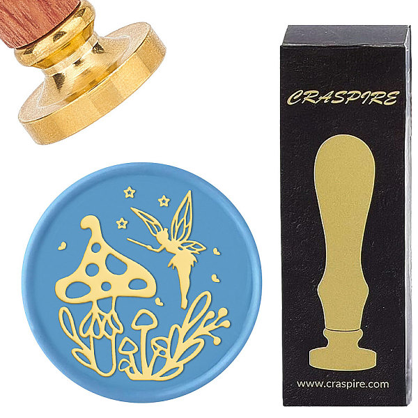 

PandaHall Brass Wax Seal Stamps with Rosewood Handle, for DIY Scrapbooking, Mushroom, 25mm Brass Mushroom