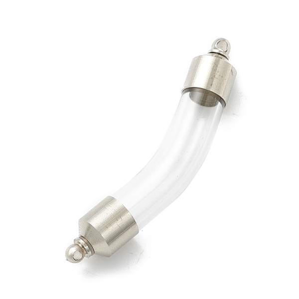 

PandaHall Transparent Glass Vial Pendant Normal Link Connectors, Curved Tube Openable Wish Bottle with Brass & Alloy Findings for Jewelry..., Clear