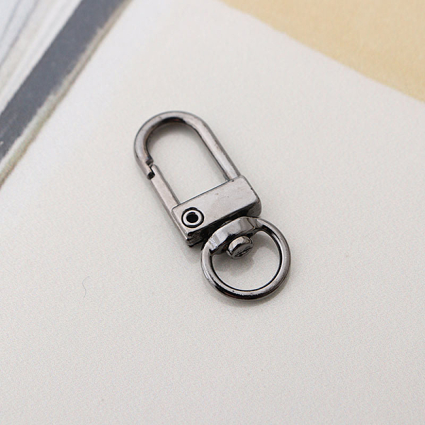 

PandaHall Alloy Swivel Clasps, Lanyard Push Gate Snap Clasps, Gunmetal, 3.3x1.3x0.5cm, Hole: 10x7mm Alloy