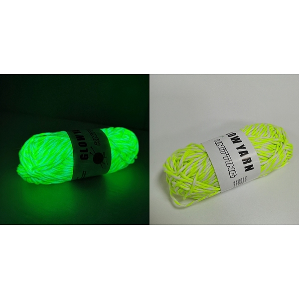 

PandaHall Luminous Two Tone Polyester Yarns, Glow in the Dark Yarn, for Weaving, Knitting & Crochet, Green Yellow, 2mm, about 53m/skein...