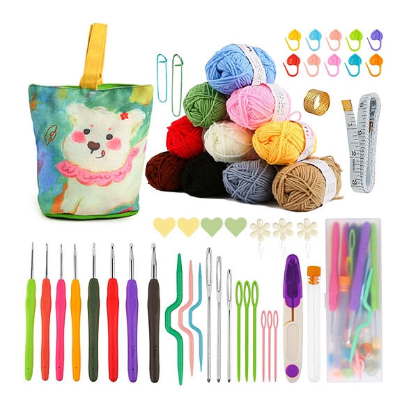 

PandaHall Crochet Kits with Yarn Set for Beginners Adults Kids, Knitting Tool Accessories with Bear Pattern Carry Bag, Crochet Starter Kit..., Multicolor