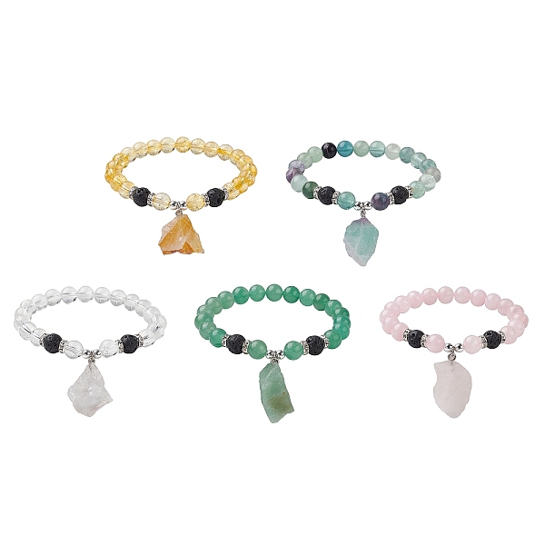

PandaHall Natural Gemstone Beaded Stretch Bracelets, Rough Raw Stone Charms Bracelets for Women, Inner Diameter: 2-1/4 inch(5.8cm) Mixed...