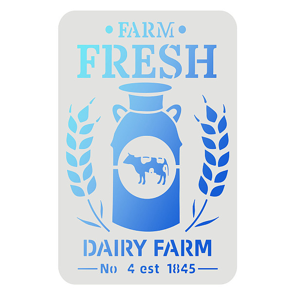 PandaHall FINGERINSPIRE Farm Fresh Milk Stencil 29.7x21cm Reusable Dairy Farm Stencil Milk Bucket and Wheat Stencil Farm Embellished Stencil...