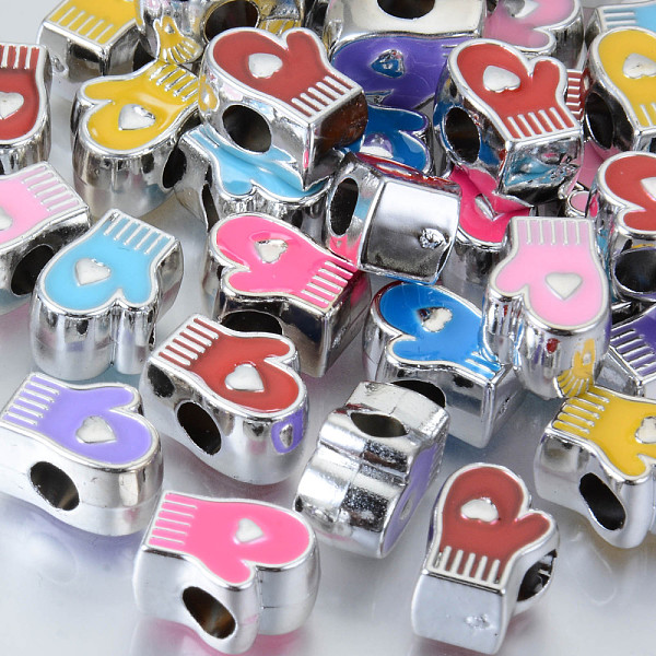 

PandaHall UV Plating Acrylic European Beads, with Enamel, Large Hole Beads, Mixed Color, Glove, Platinum, 13x10x8mm, Hole: 4mm Acrylic..., Multicolor
