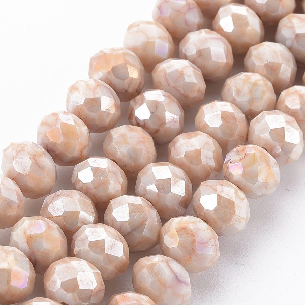 PandaHall Opaque Baking Painted Glass Beads Strands, Faceted, Rondelle, Orange, 10x8mm, Hole: 1.5mm, about 63pcs/strand, 21.06 inch~21.26...