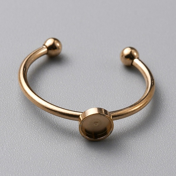 

PandaHall 304 Stainless Steel Cuff Ring Components, with 201 Stainless Steel Tray and Beads, Rose Gold, US Size 7 1/4(17.5mm), Tray: 4mm 304...