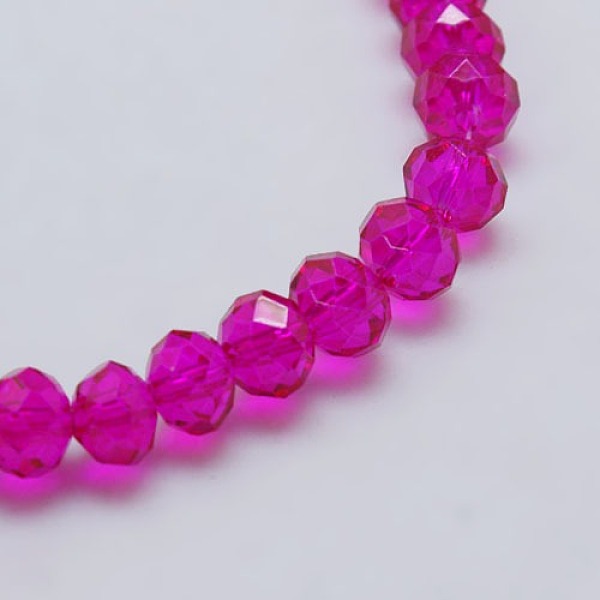 

PandaHall Transparent Glass Bead Strands, Faceted, Rondelle, Medium Violet Red, 4x3mm, Hole: 1mm, about 130~140pcs/strand, 18.1 inch Glass...