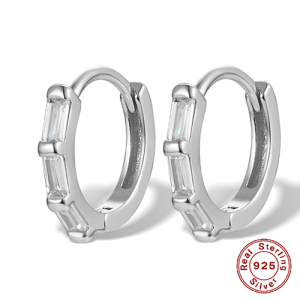 

PandaHall Rhodium Plated 925 Sterling Silver Micro Pave Cubic Zirconia Hoop Earrings, with S925 Stamp, Platinum, 11x13x2mm Sterling Silver..., Clear