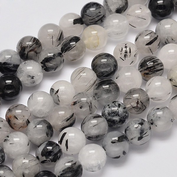 Round Grade A Natural Rutilated Quartz Bead Strands